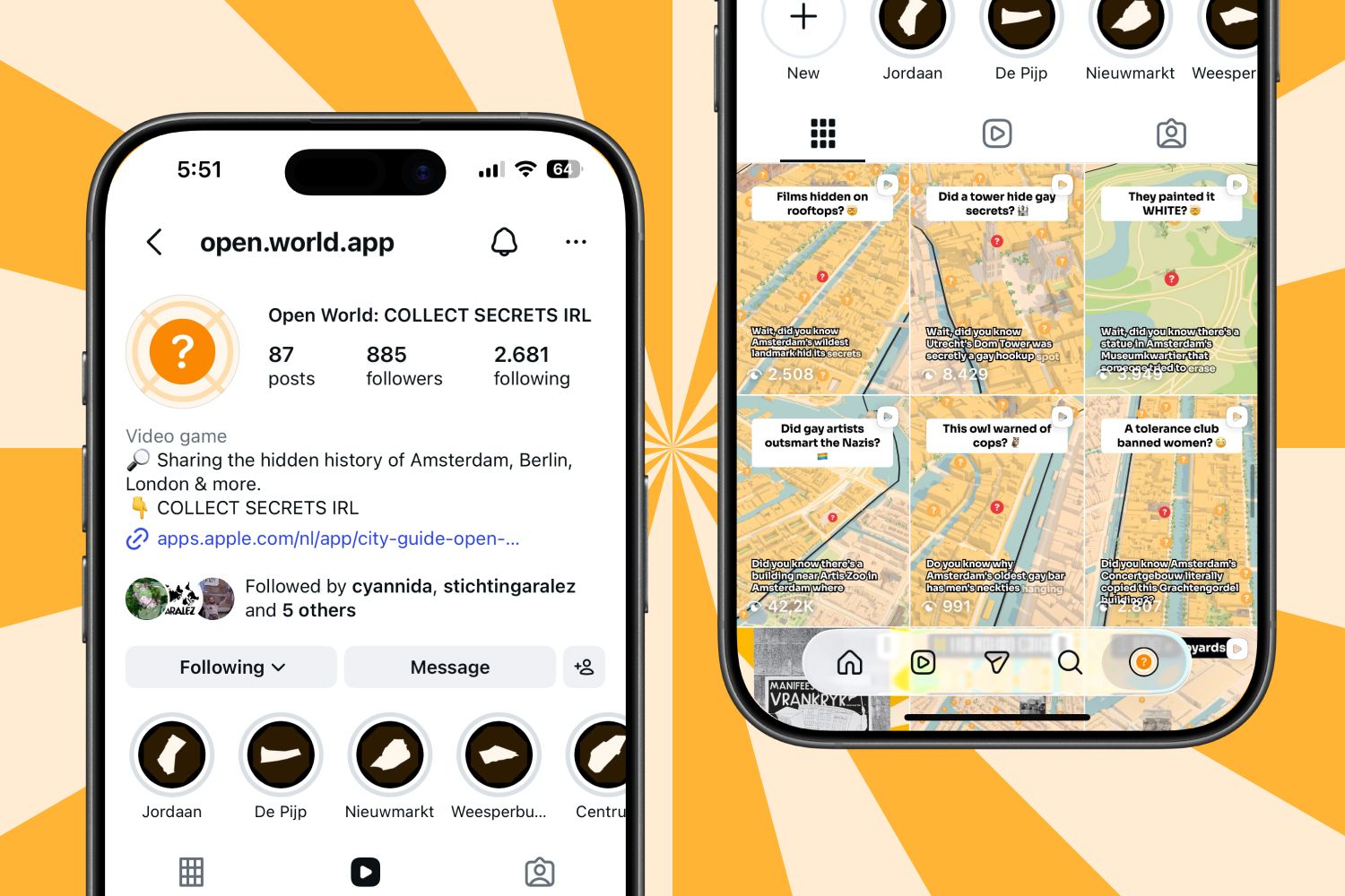 Secret stories from the Open World app, as shown in the Instagram videos